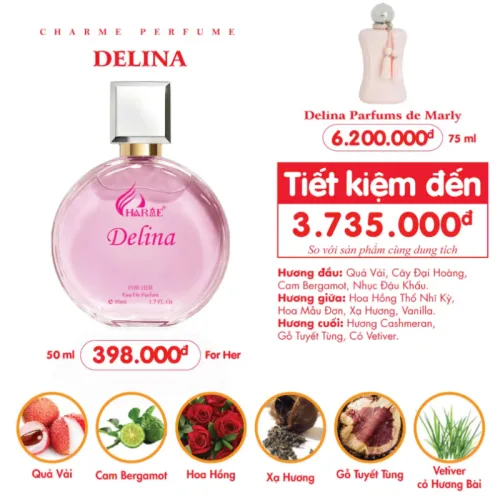 Nguồn hàng sỉ nước Hoa Nữ Charme Delina 50ml - Hương Thơm Nữ Tính Tươi Mát
