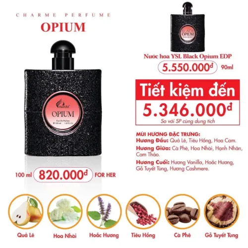 Nước hoa Charme Opium dành cho nữ, hương bí ẩn quyến rũ 100ml