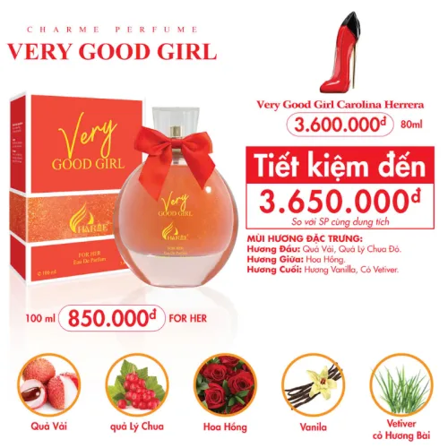 Nguồn hàng sỉ nước Hoa Nữ Charme Very Good Girl Xịt Có Kim Tuyến 100ml - Hương Thơm Ngọt Ngào Quyến Rũ