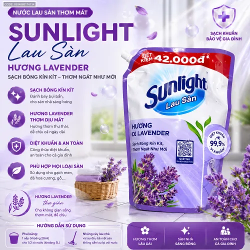 Chuyên sỉ nước Lau Sàn Túi SUNLIGHT Hương Hoa Lavender 3.6kg