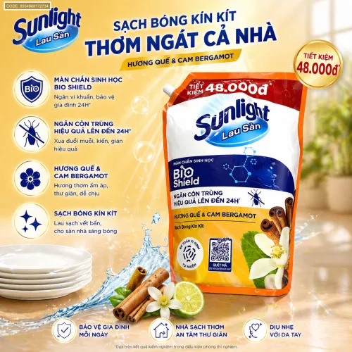 Túi nước lau sàn SUNLIGHT Quế & Cam Bergamot 3,4kg