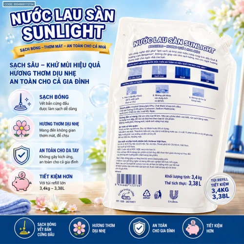 Túi nước lau sàn SUNLIGHT Quế & Cam Bergamot 3,4kg