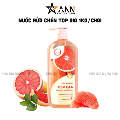 Shop sỉ nước Rửa Chén Top Gia Hương Bưởi Hồng 1kg/Chai