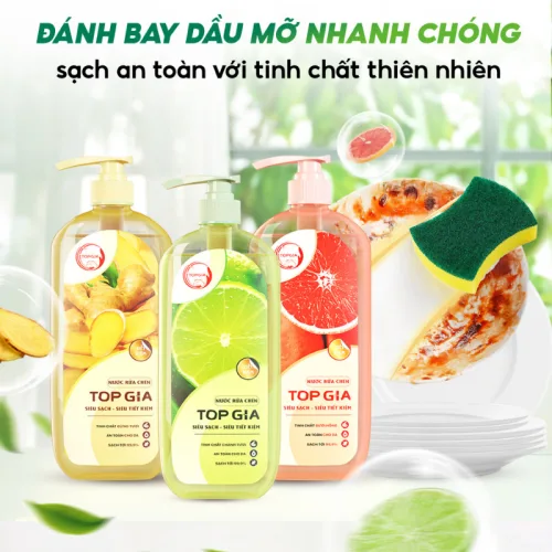 Shop sỉ nước Rửa Chén Top Gia Hương Bưởi Hồng 1kg/Chai