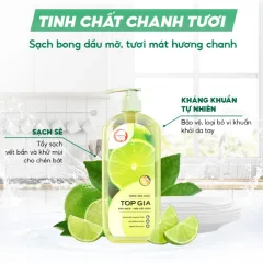 Chỗ sỉ nước Rửa Chén Top Gia Hương Chanh Tươi 1kg/Chai