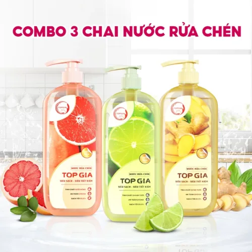 Nước Rửa Chén Top Gia Hương Gừng Tươi Chai 1kg