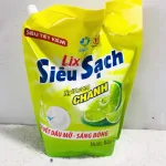 Nước rửa chén LIX Siêu Sạch hương chanh dạng túi 3.2kg