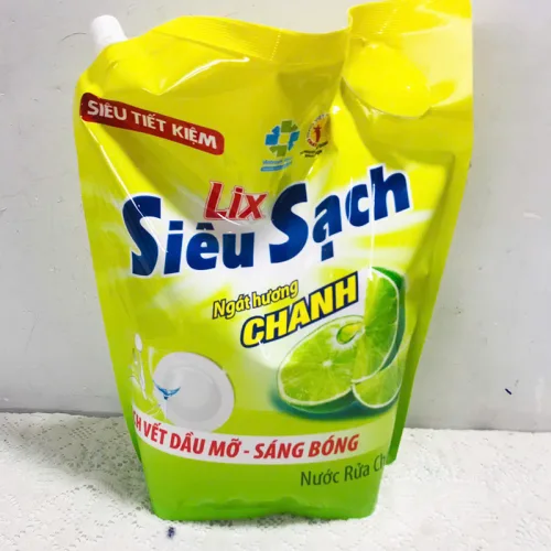 Nước rửa chén LIX Siêu Sạch hương chanh dạng túi 3.2kg