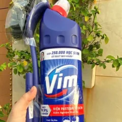 Nước Tẩy Bồn Bồn Vim 880ml - Chai Khử Mùi Bồn Cầu Diệt Khuẩn Siêu Sạch Tiết Kiệm Tặng 1 Cây Cọ Bồn Cầu