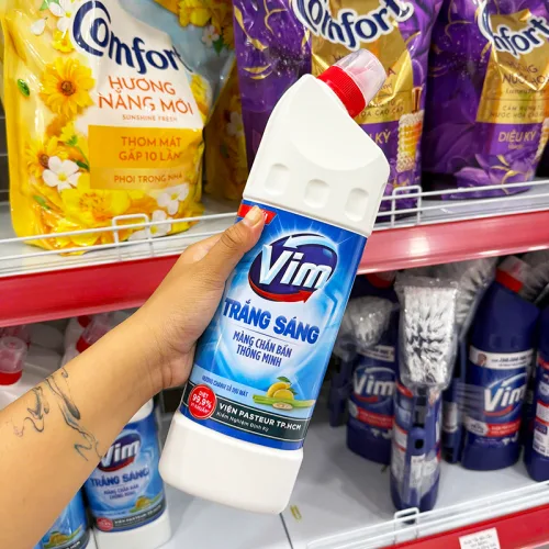 Vim Chanh Sả Dịu Mát Nước Tẩy Bồn Cầu 880ml Chai Trắng