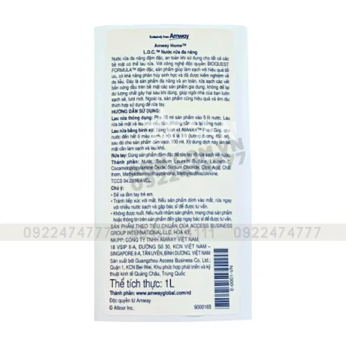 Chỗ sỉ nước Tẩy Rửa Đa Năng L.O.C Amway Home Dung Tích 1 Lít Chính Hãng