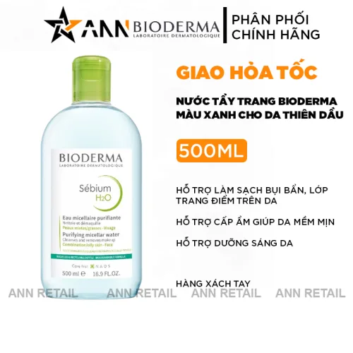 Bioderma Sébium H2O Nước Tẩy Trang Màu Xanh 500ml Cho Da Dầu
