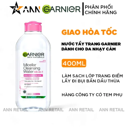 Garnier Micellar Cleansing Water Dịu Nhẹ Cho Da Nhạy Cảm 400ml