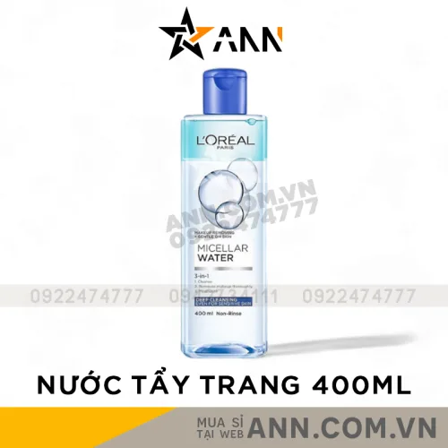 Nước tẩy trang Loreal Paris 400ml màu xanh đậm Micellar Water Deep Cleansing