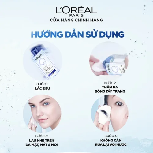 Nước tẩy trang Loreal Paris 400ml màu xanh đậm Micellar Water Deep Cleansing