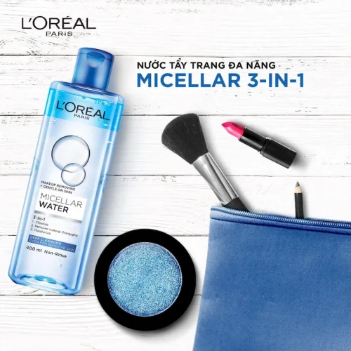 Nước tẩy trang Loreal Paris 400ml màu xanh đậm Micellar Water Deep Cleansing