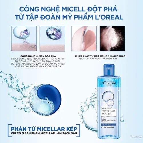 Nước tẩy trang Micellar Water Refreshing Loreal Paris xanh nhạt 400ml