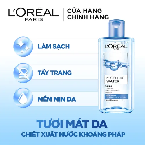 Nước tẩy trang Micellar Water Refreshing Loreal Paris xanh nhạt 400ml