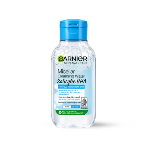 Hình ảnh Nước Tẩy Trang Garnier Nắp Xanh Micellar Cleansing Water Salicylic BHA Dành Cho Da Dầu Mụn 50ml trong bộ sưu tập Kem giảm mụn thâm