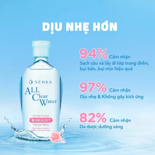 Chỗ sỉ nước Tẩy Trang Senka All Clear Micellar Bright Màu Hồng 230ml