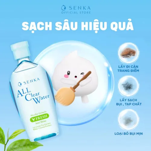 Nơi lấy sỉ nước Tẩy Trang Senka All Clear Micellar Fresh Màu Xanh Lá 230ml - Dành Cho Da Dầu Nhờn