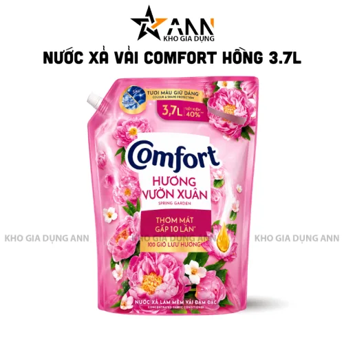 Nước xả vải COMFORT Hương Vườn Xuân túi hồng 3,7 lít, lưu hương 100 giờ