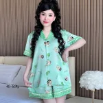 Nguồn hàng sỉ đồ Bộ Ngủ Nữ Họa Tiết Đơn Giản Mặc Mát Thoải Mái Size Thường 40–60kg