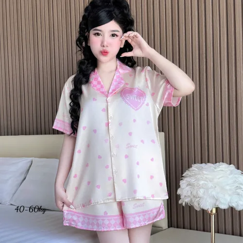 Nguồn hàng sỉ đồ Bộ Ngủ Nữ Họa Tiết Đơn Giản Mặc Mát Thoải Mái Size Thường 40–60kg