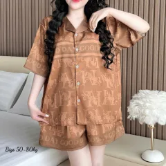 Bộ Pijama Nữ Tay Ngắn Quần Đùi Họa Tiết Big Size 50–80kg