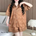 Bộ Pijama Nữ Tay Ngắn Quần Đùi Họa Tiết Big Size 50–80kg