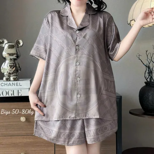 Bộ Pijama Nữ Tay Ngắn Quần Đùi Họa Tiết Big Size 50–80kg