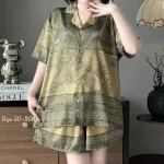Bộ Pijama Nữ Tay Ngắn Quần Đùi Họa Tiết Big Size 50–80kg