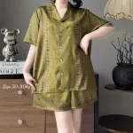Bộ Pijama Nữ Tay Ngắn Quần Đùi Họa Tiết Big Size 50–80kg