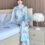 Nơi lấy sỉ đồ Bộ Ngủ Nữ - Đồ Bộ Tay Dài Quần Dài Họa Tiết Đơn Giản Mặc Mát Thoải Mái Size Thường 40–60kg