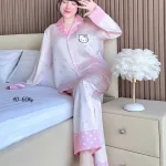 Nơi lấy sỉ đồ Bộ Ngủ Nữ - Đồ Bộ Tay Dài Quần Dài Họa Tiết Đơn Giản Mặc Mát Thoải Mái Size Thường 40–60kg