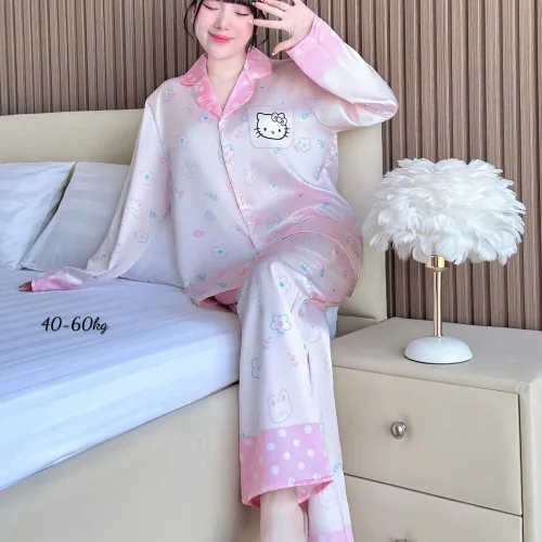 Nơi lấy sỉ đồ Bộ Ngủ Nữ - Đồ Bộ Tay Dài Quần Dài Họa Tiết Đơn Giản Mặc Mát Thoải Mái Size Thường 40–60kg