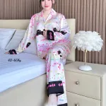 Nơi lấy sỉ đồ Bộ Ngủ Nữ - Đồ Bộ Tay Dài Quần Dài Họa Tiết Đơn Giản Mặc Mát Thoải Mái Size Thường 40–60kg