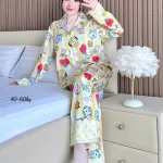 Nơi lấy sỉ đồ Bộ Ngủ Nữ - Đồ Bộ Tay Dài Quần Dài Họa Tiết Đơn Giản Mặc Mát Thoải Mái Size Thường 40–60kg