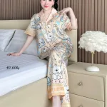 Pijama nữ quần dài tay ngắn họa tiết đơn giản size 40–60kg