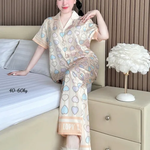 Pijama nữ quần dài tay ngắn họa tiết đơn giản size 40–60kg
