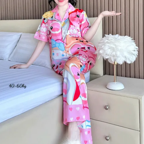 Pijama nữ quần dài tay ngắn họa tiết đơn giản size 40–60kg