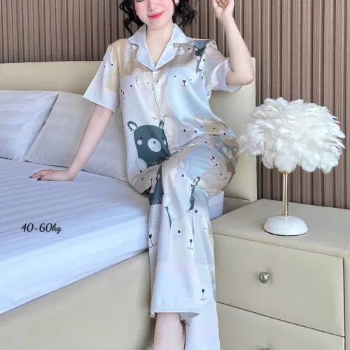 Pijama nữ quần dài tay ngắn họa tiết đơn giản size 40–60kg