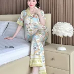 Pijama nữ quần dài tay ngắn họa tiết đơn giản size 40–60kg