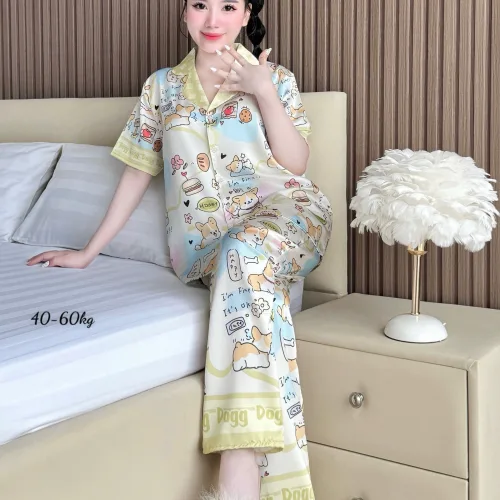 Pijama nữ quần dài tay ngắn họa tiết đơn giản size 40–60kg