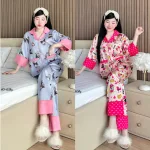 Chỗ sỉ đồ Bộ Ngủ Nữ - Đồ Bộ Tay Lỡ Quần Dài Họa Tiết Đơn Giản Mặc Mát Thoải Mái Size Thường 40–65kg