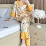 Chỗ sỉ đồ Bộ Ngủ Nữ - Đồ Bộ Tay Lỡ Quần Dài Họa Tiết Đơn Giản Mặc Mát Thoải Mái Size Thường 40–65kg