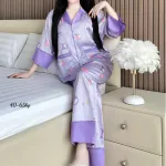 Chỗ sỉ đồ Bộ Ngủ Nữ - Đồ Bộ Tay Lỡ Quần Dài Họa Tiết Đơn Giản Mặc Mát Thoải Mái Size Thường 40–65kg
