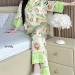 Chỗ sỉ đồ Bộ Ngủ Nữ - Đồ Bộ Tay Lỡ Quần Dài Họa Tiết Đơn Giản Mặc Mát Thoải Mái Size Thường 40–65kg