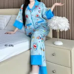 Chỗ sỉ đồ Bộ Ngủ Nữ - Đồ Bộ Tay Lỡ Quần Dài Họa Tiết Đơn Giản Mặc Mát Thoải Mái Size Thường 40–65kg