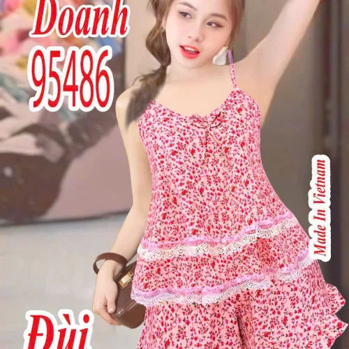 Đồ bộ nữ 2 dây quần đùi chất mango mặt mát DD-95486